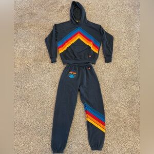 RARE *Sold out on site Aviator Nation hoodie mountain logo (sweat-set) NWT